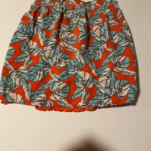 Alya Skin Vibrant Orange and Blue Floral Mini Skirt